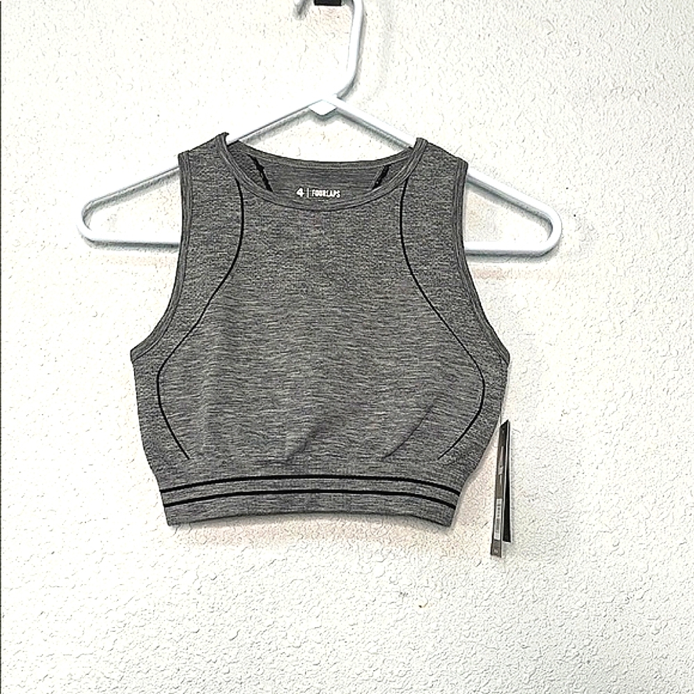 Four Laps Women's XS/S Grey sports Bra high neckline NWT